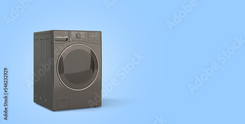 bleck washing machine on white background 3D illustration with alpha photo
