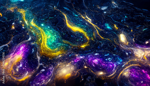 Colorful abstract galaxy liquid powder effect. Wallpaper graphic design.