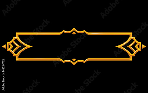 Frame medieval game ui. Metallic title banner or decorative border. Vector assets for web or game design. Empty rectangle frame in medieval style. Interface element
