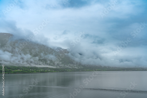 Norway's fjords on a cloudy day