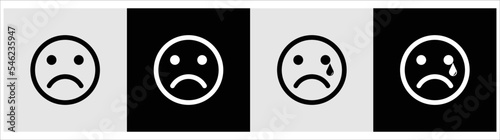 sad line art face emoticon to app or website