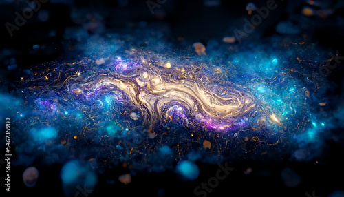 Colorful abstract galaxy liquid powder effect. Wallpaper graphic design.