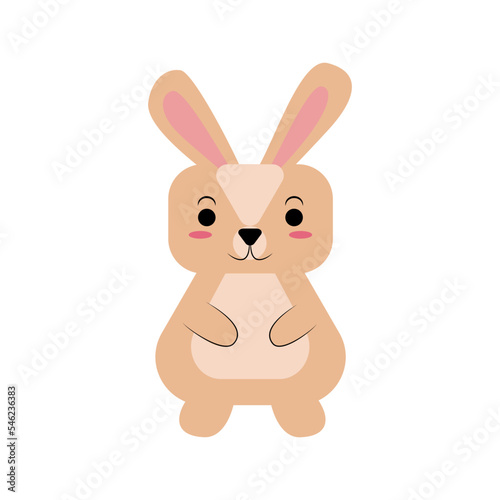 Minimalistic vector illustration of a rabbit. Flat bunny in nude colors. Illustration for postcards, patterns, banners, print. New year 2023. © Aechka