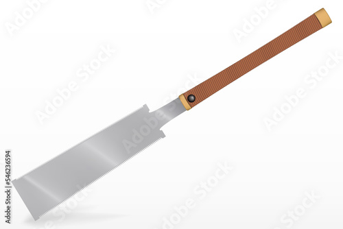 Japanese Saw. Vector Hacksaw Isolated Illustration. Handsaw Carpenter Tool, Wood Cutting Equipment