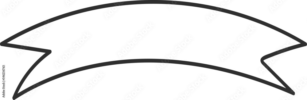 Hand drawn outline banner. Elegant hand drawn contour banner with curved shapes and swirl ribbon isolated for retro style design templates Hand drawn outline banner. Elegant hand drawn contour banner with curved shapes and swirl ribbon isolated for retro style design templates