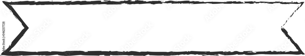 Chalk stroke ribbon banner vector illustration. White chalk style ribbons and curved labels with empty spaces for message