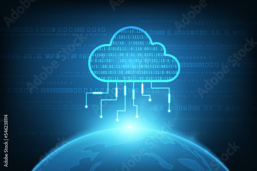 Vector cloud concept. Network online strage hi tech technology background.