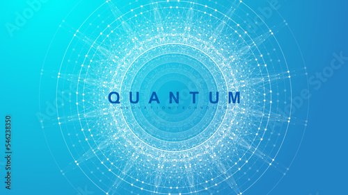 Quantum computing concept. Deep learning artificial intelligence. Big data algorithms visualization for business, science presentations, posters, covers, vector illustration.