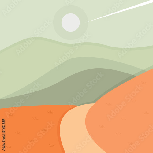 Vector illustration: autumn simple minimal geometric flat style. Nature colorful landscape geometric illustration. (ID: 546239517)