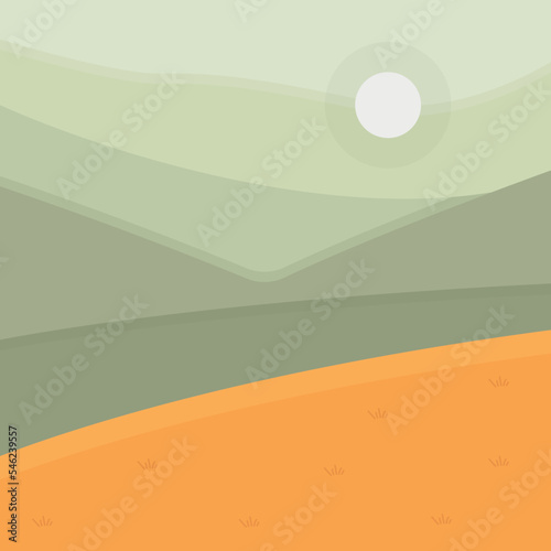 Vector illustration: autumn simple minimal geometric flat style. Nature colorful landscape geometric illustration. (ID: 546239557)