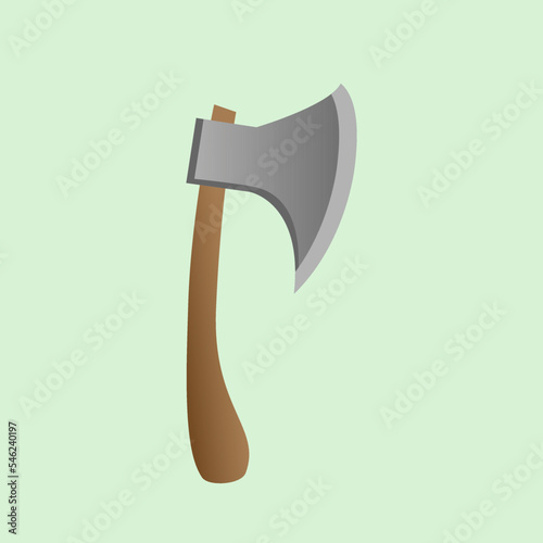 Game battle axe. for application or game interface. Medieval battle axe, battle axe. Isolated UI or GUI game design element, asset, warrior items, beautiful wooden axe.