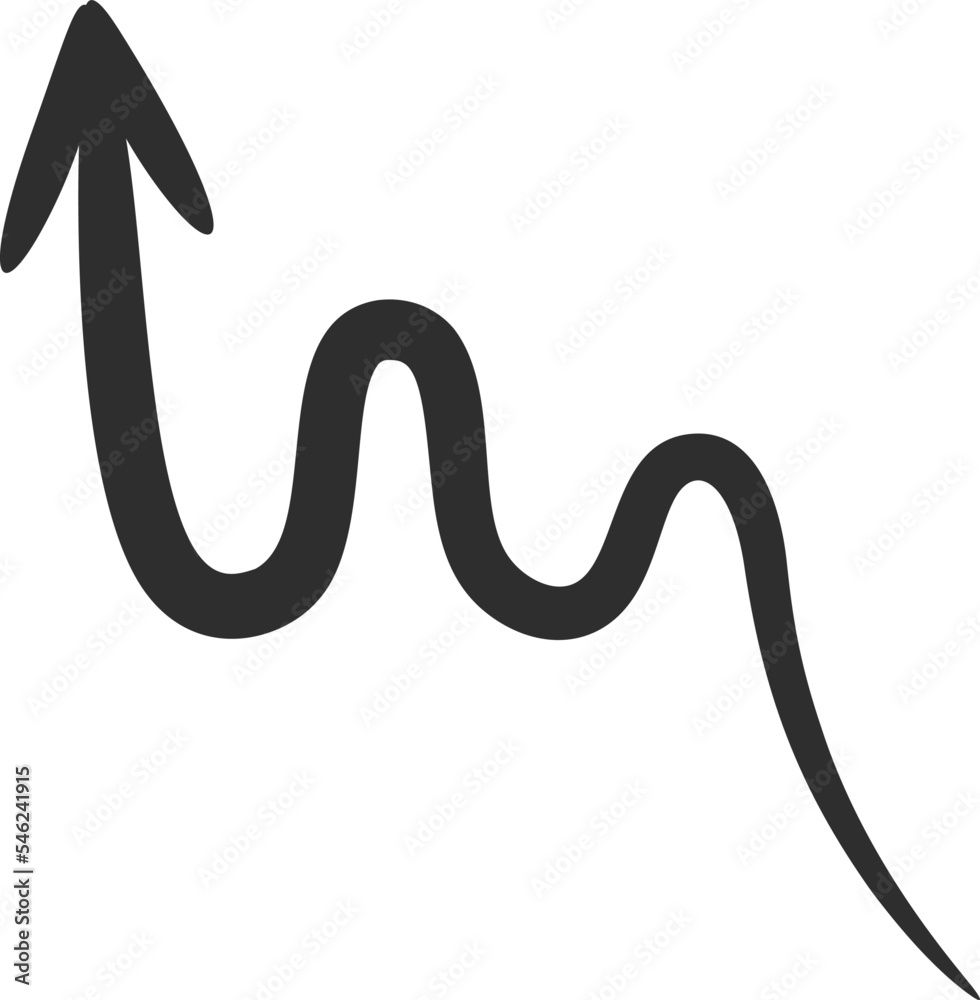Sketchy drawing arrow vector illustration. White twisted and curled hand drawn arrow, spiral and curved doodle pointer isolated on black background for hand drawn infographic design Sketchy drawing arrow vector illustration. White twisted and curled hand drawn arrow, spiral and curved doodle pointer isolated on black background for hand drawn infographic design