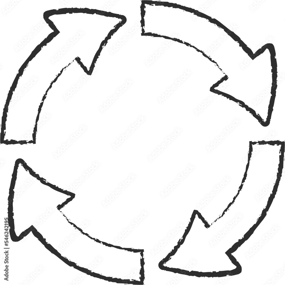 Chalk style circular arrows symbols collection vector illustration. Reuse or process icon, reset or process pictogram, chalked sketch arrows set isolated on blackboard for presentation or infographic Chalk style circular arrows symbols collection vector illustration. Reuse or process icon, reset or process pictogram, chalked sketch arrows set isolated on blackboard for presentation or infographic