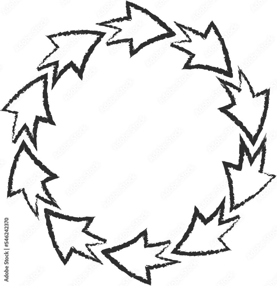 Chalk style circular arrows symbols collection vector illustration. Reuse or process icon, reset or process pictogram, chalked sketch arrows set isolated on blackboard for presentation or infographic Chalk style circular arrows symbols collection vector illustration. Reuse or process icon, reset or process pictogram, chalked sketch arrows set isolated on blackboard for presentation or infographic