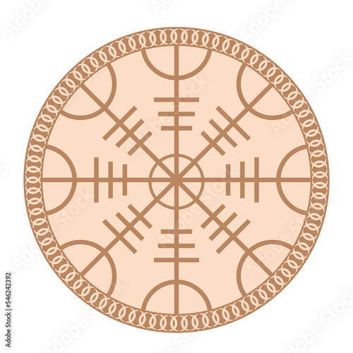 The Runed Helm of Terror, an ancient Slavic symbol embellished with Scandinavian designs. Beige fashion design