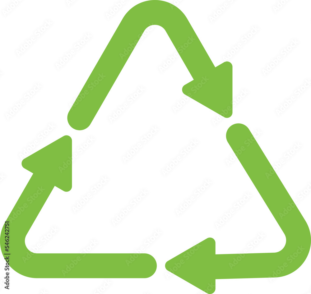 Recycle triangle arrow symbols set vector illustration. Green solid