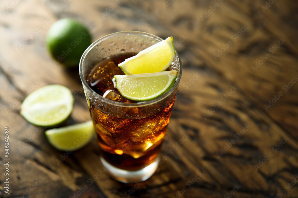 Homemade iced tea cocktail with lime Homemade iced tea cocktail with lime