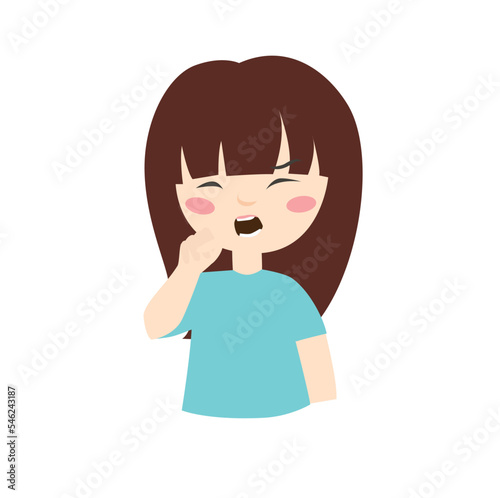 The girl is sick icon. The girl coughs. Cold. Quarantine. The child got sick.