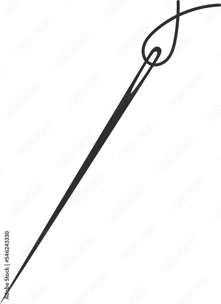 Needle and thread silhouette icon vector illustration. Tailor logo with needle symbol and curvy thread isolated on white background. Tailor sign template, sewing instrument design, fashion icon Needle and thread silhouette icon vector illustration. Tailor logo with needle symbol and curvy thread isolated on white background. Tailor sign template, sewing instrument design, fashion icon