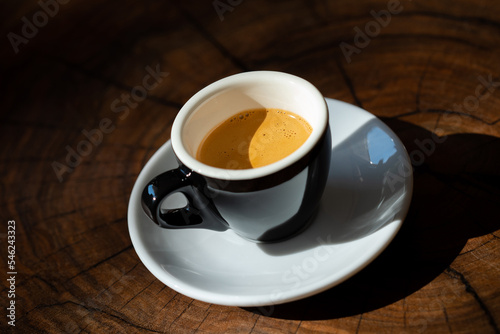 Картината върху платно Espresso with thick crema in a black cup