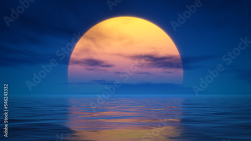 Fototapeta Naklejka Na Ścianę i Meble -  big sun sunset at the ocean