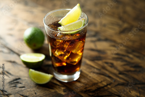 Homemade iced tea cocktail with lime