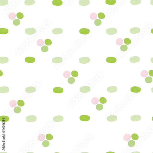 Mint caramels seamless pattern. Green lollipops. Vector illustration. Sweet candies, packaging for a pastry shop or as a gift.