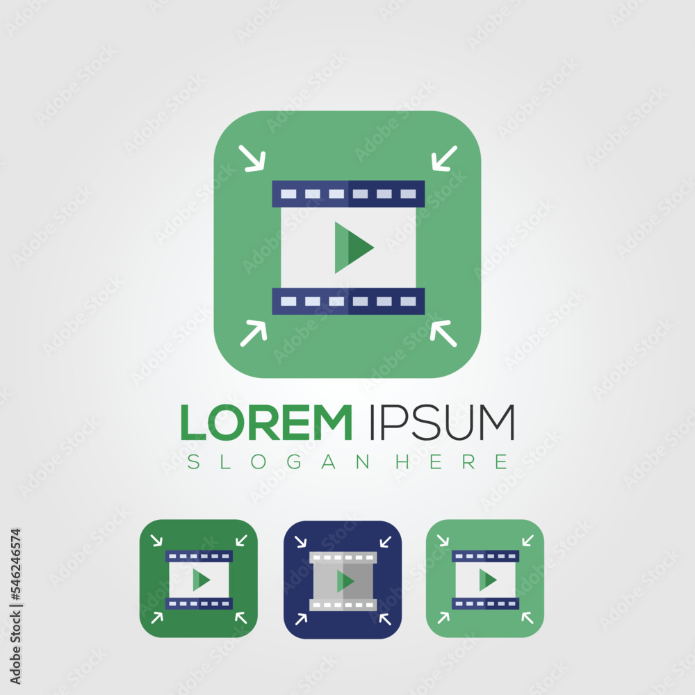 Play button video editor application icon logo design concept Stock ...