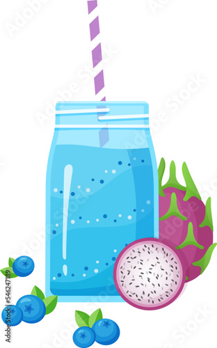 Vegeterian smoothie shake cocktail collection vector illustration. Glass jar with layers of sweet vitamin juice cocktail or protein shake with for smoothies fitness bar design