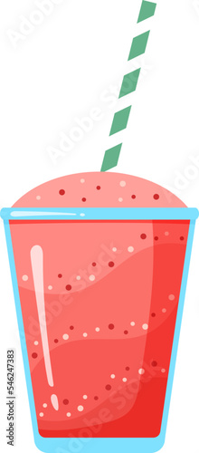 Natural fruit smoothie cocktail vector illustration. Sweet protein shake or vegeterian juicy cocktail in glass cup with straw for smoothie social media promotion banner