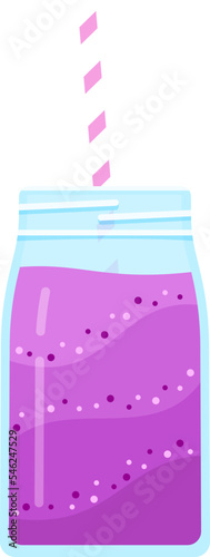 Vegeterian smoothie shake cocktail vector illustration. Set of glass jar with layers of sweet vitamin juice cocktail or protein shake for smoothies fitness bar design