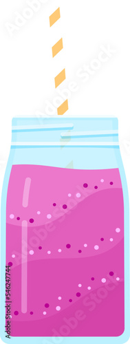 Vegeterian smoothie shake cocktail vector illustration. Set of glass jar with layers of sweet vitamin juice cocktail or protein shake for smoothies fitness bar design