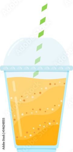 Fresh fruit smoothie shake cocktail vector illustration. Glass with layers of sweet vitamin juice cocktail or protein shake in color for smoothies summer menu