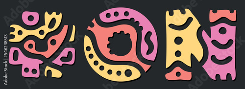 ON Hashtag. Doodle isolate text. Colored curves decorative doodle letters. Hashtag #ON is abbreviation for the Canadian provinces Ontario for print, clothing, t-shirt, poster, banner, flyer. Stock vec