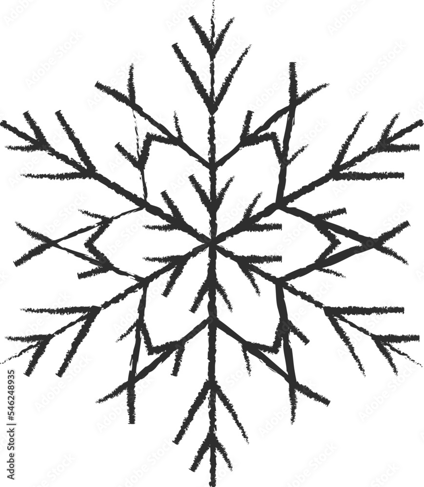 Obraz premium Frozen snowflake symbol collection vector illustration. Chalk style line white snowflakes isolated on blackboard for abstract christmas celebration design or winter season decoration ornament