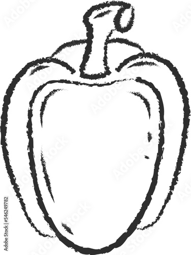 Chalked sketch bell pepper vegetable icon vector illustration. White chalk style line hand drawn vegetable sketch icon for restaurant menu promo design