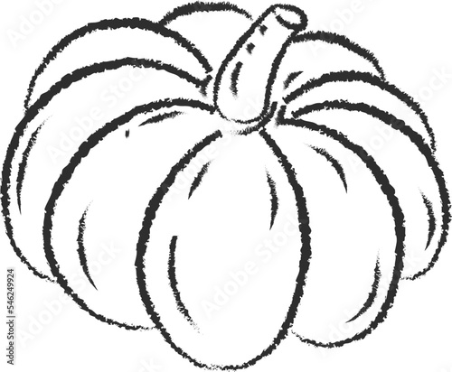 Chalked sketch pumpkin vegetable icon vector illustration. White chalk style line hand drawn vegetable sketch icon for restaurant menu promo design