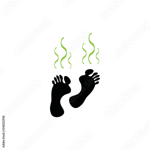 Foot Perspiration Icon, Smelly Feet Symbol, Sweaty Legs, Smell Human Bare Foot Prints, Vector Illustration