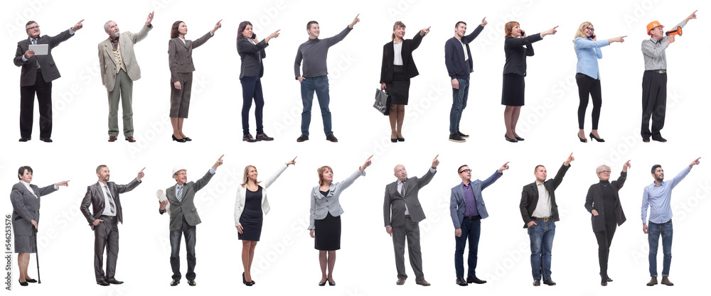 group of business people showing thumbs up isolated
