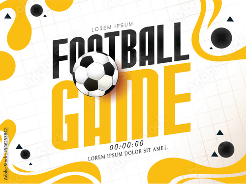 ector illustration of Football league tournament poster, Ball with football stadium background.