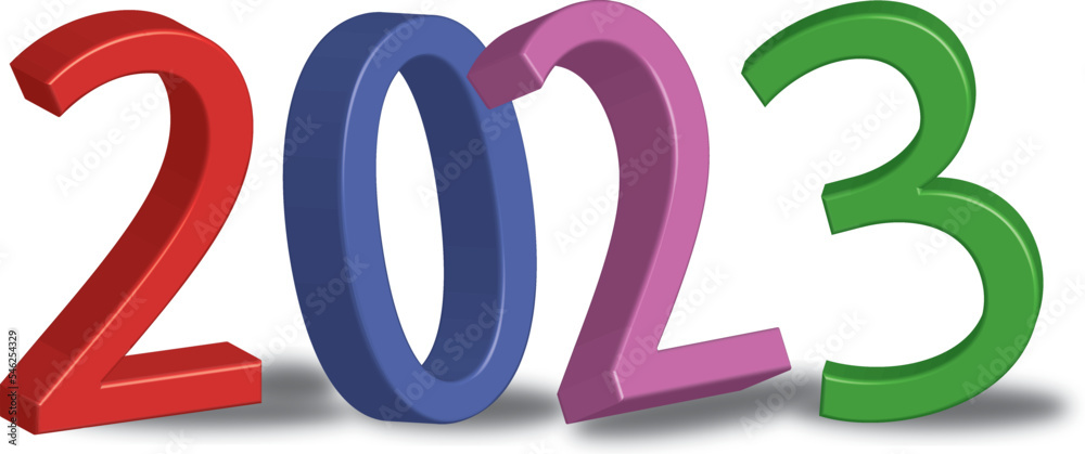 Color Happy New Year 2023 3D Color Happy New Year 2023 3D