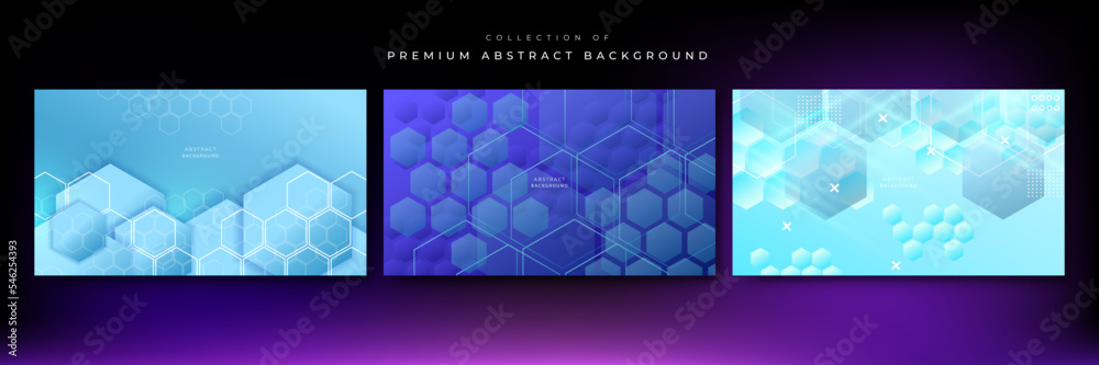 Blue technology background with hexagon pattern. Vector banner design illustration
