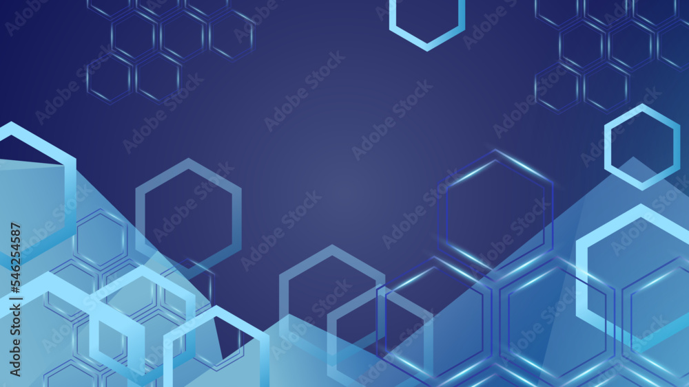 Blue technology background with hexagon pattern and lights. Abstract hexagon background for medical, technology or science design. Vector illustration Blue technology background with hexagon pattern and lights. Abstract hexagon background for medical, technology or science design. Vector illustration