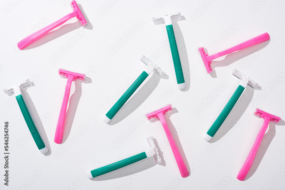 top view female pink green top view female pink green