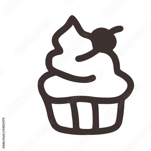 outline cupcake with whip cream 