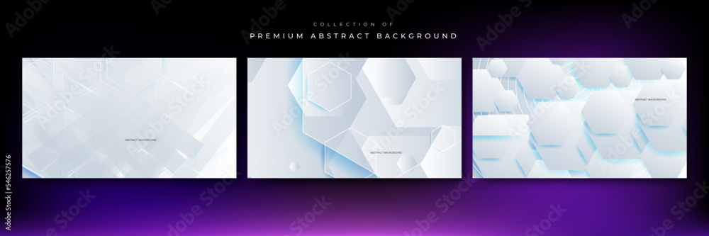 Fototapeta premium Abstract. Hexagon white background , blue light and shadow. Vector illustration