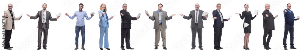 group of people holding tablet with outstretched hand group of people holding tablet with outstretched hand