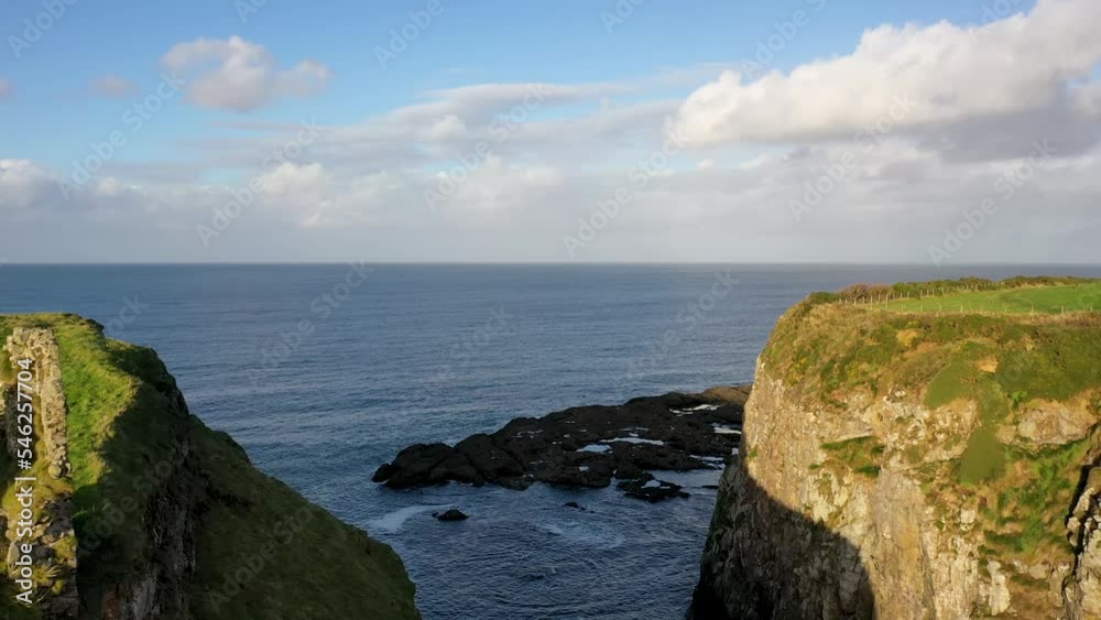 Dunseverick Castle is located west of the village of Dunseverick, in County Antrim, in Northern Ireland. Dunseverick Castle is located west of the village of Dunseverick, in County Antrim, in Northern Ireland.