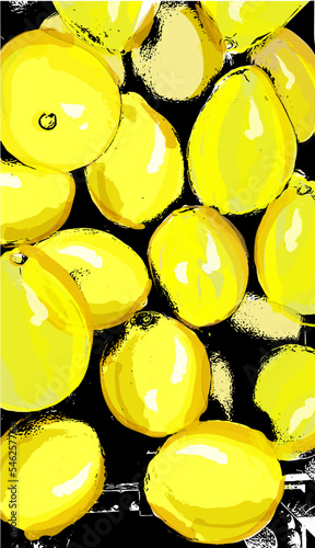 Lemons texture yellow watercolor vector vintage style