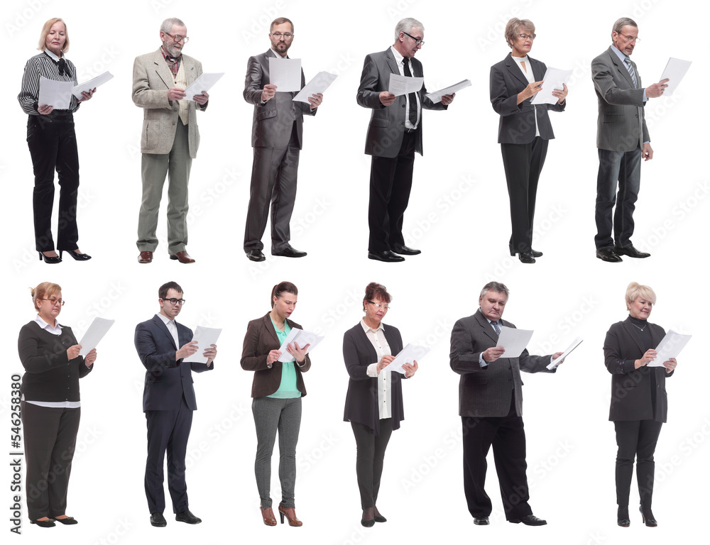 Obraz premium collage of people holding a4 sheet in hands